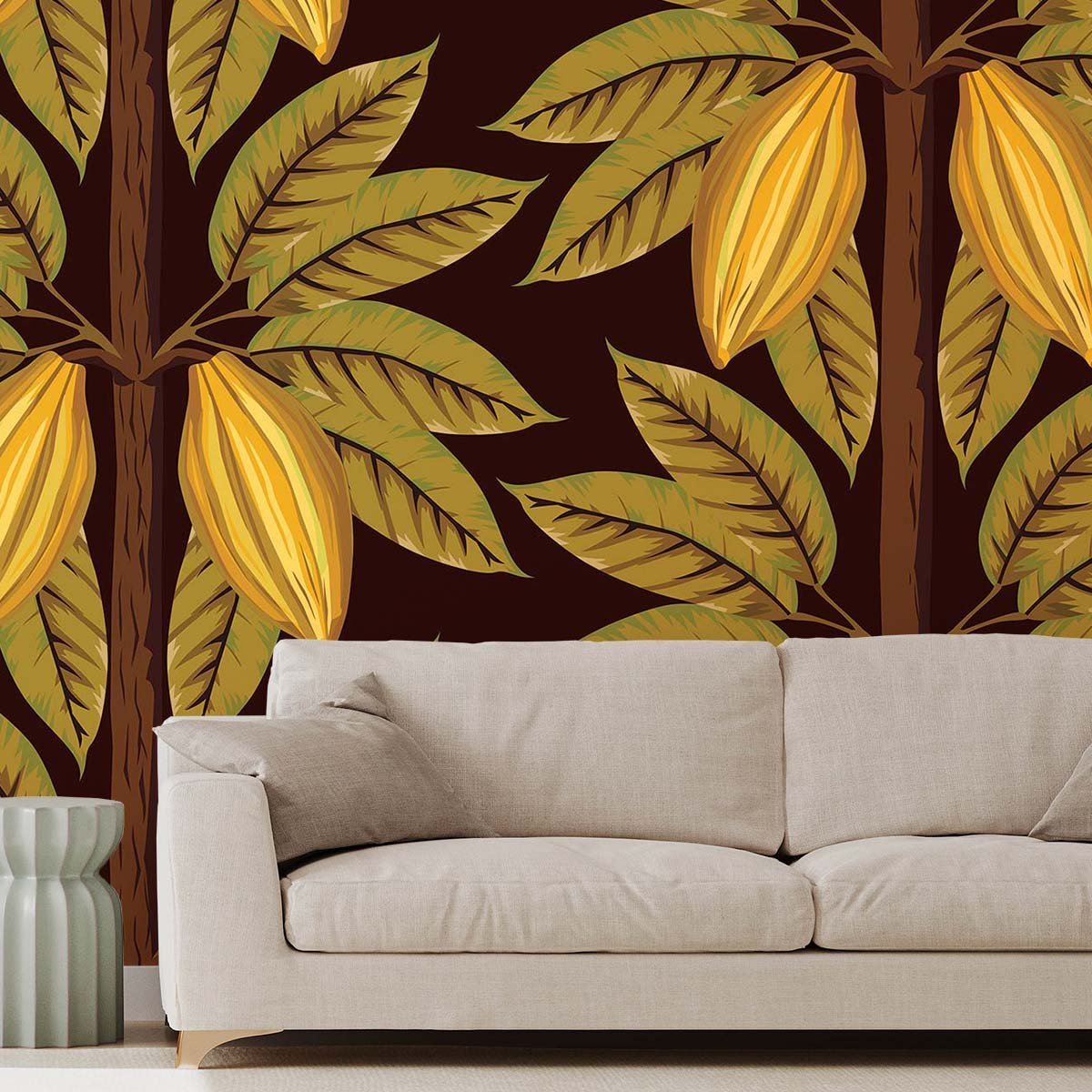 Papier peint exotique jungle cacaotier intissé, HEXOA