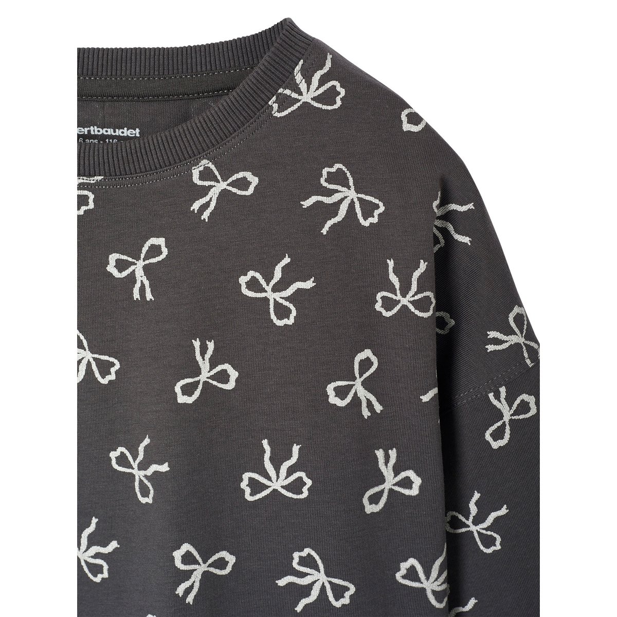 Tee-shirt crop top manches longues anthracite, VERTBAUDET