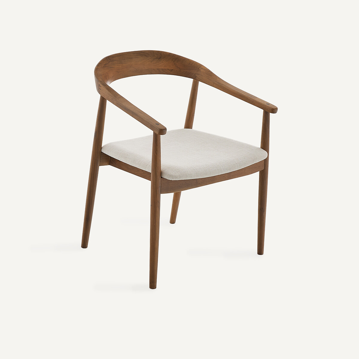 Sillón de comedor, nogal macizo y tela, GALB nogal/tiza, AM.PM