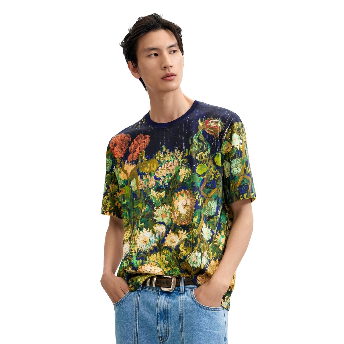 T-shirt à imprimé nature morte bleu, DESIGUAL