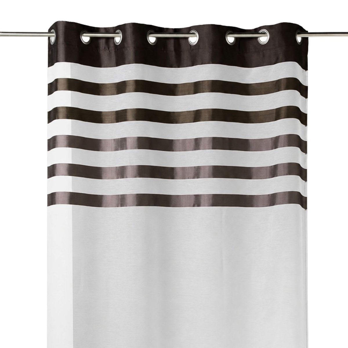 Voilage avec parement à rayures satinées taupe, HOME MAISON