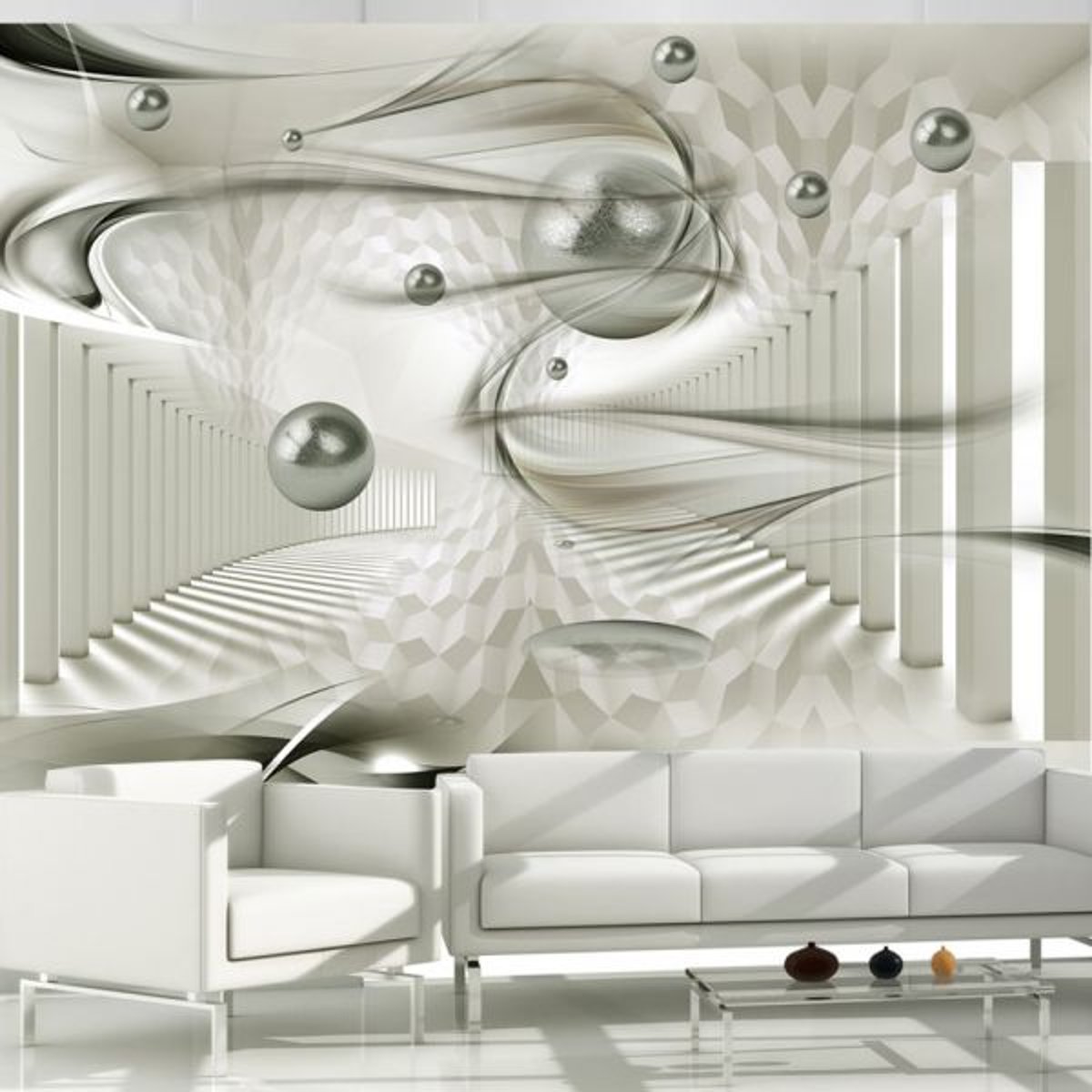 Papier peint intissé panoramique Abstractions Silver bullets gris / argent, EDEN
