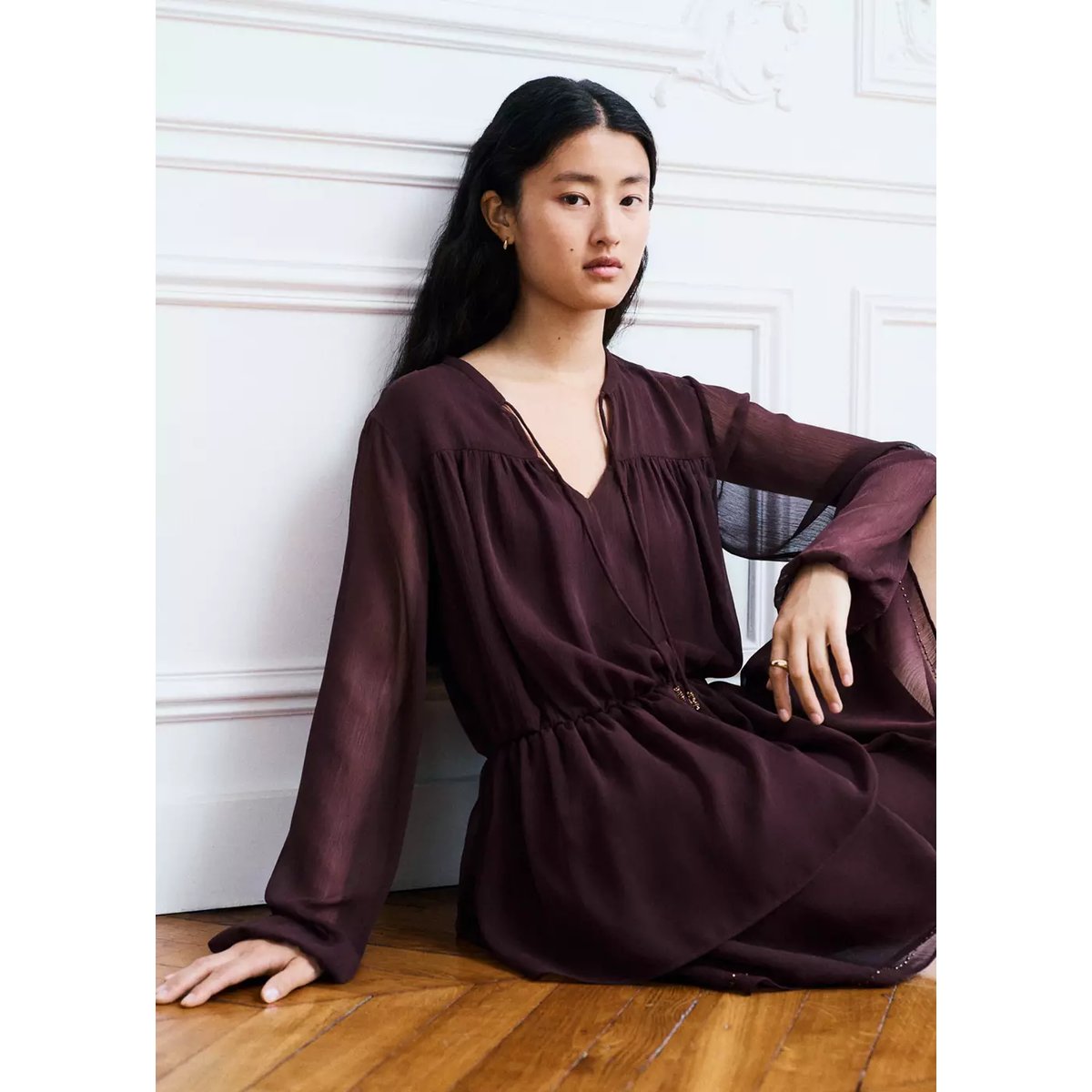 Robe texturée à perles pourpre, MANGO TEEN