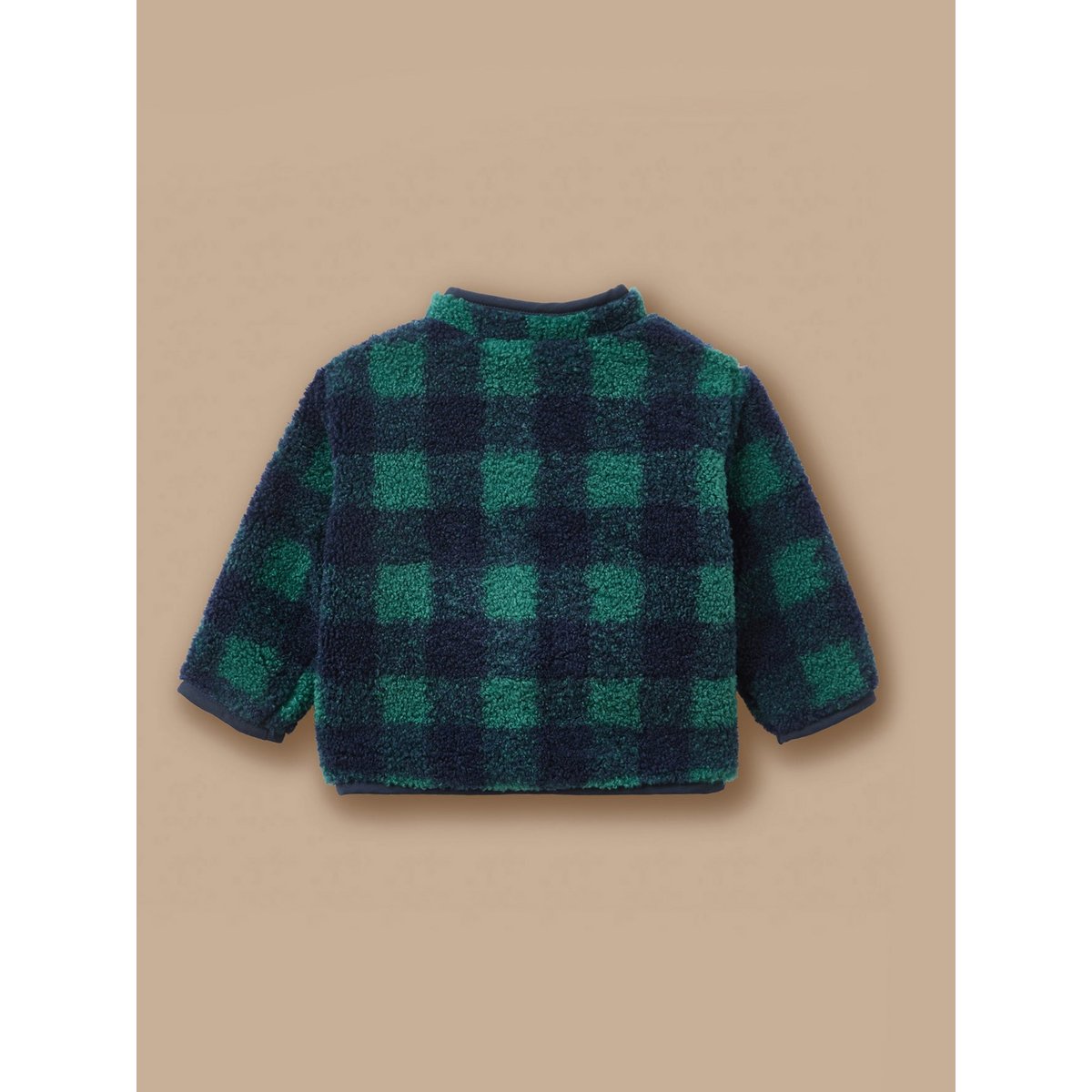 Gilet carreaux en sherpa carreaux marine/vert, CYRILLUS