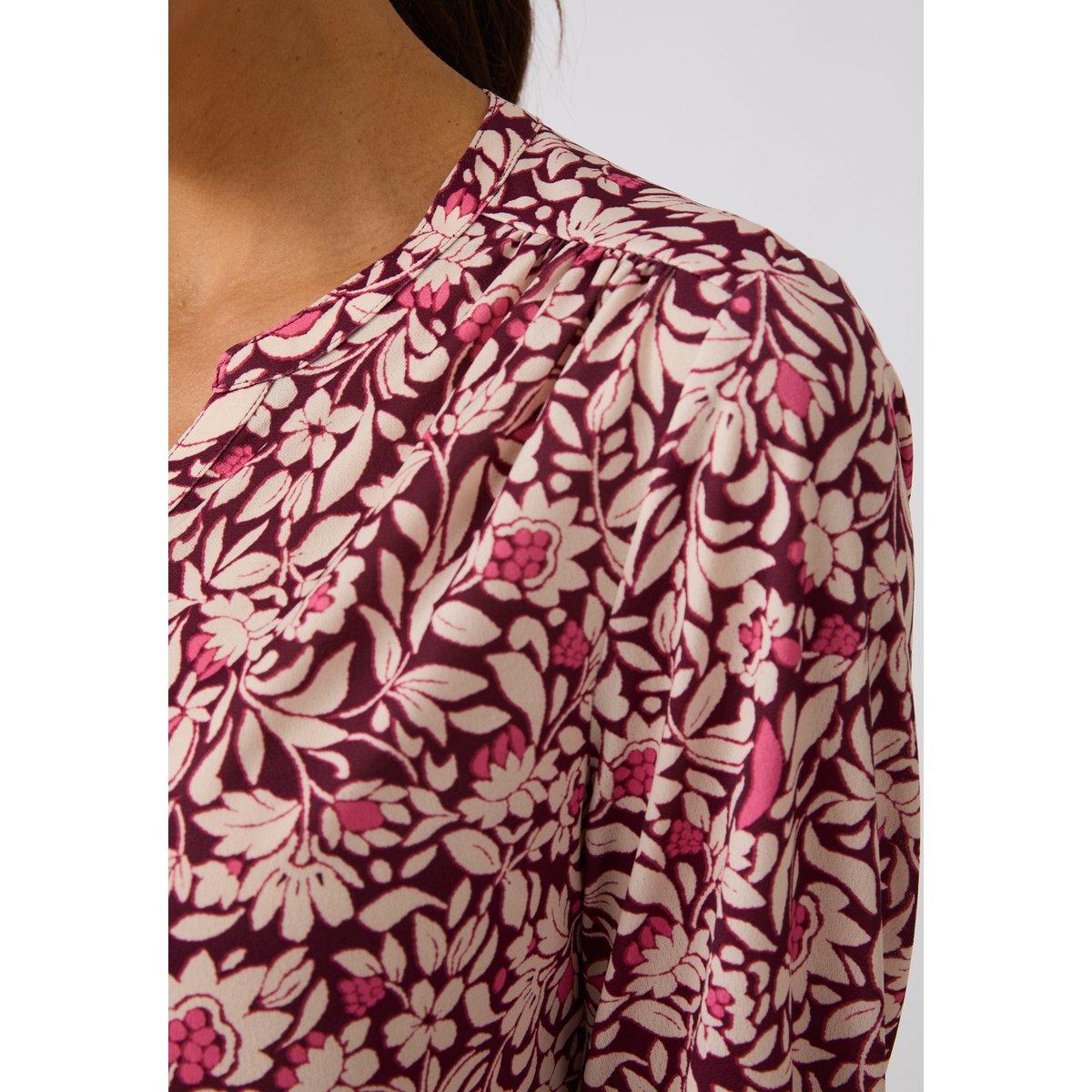 Chemisier maille crêpe rose fleuri, DAMART