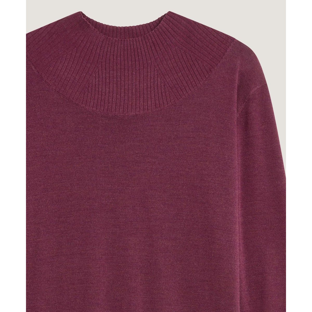 Pull col montant en laine mérinos violet prune, RODIER