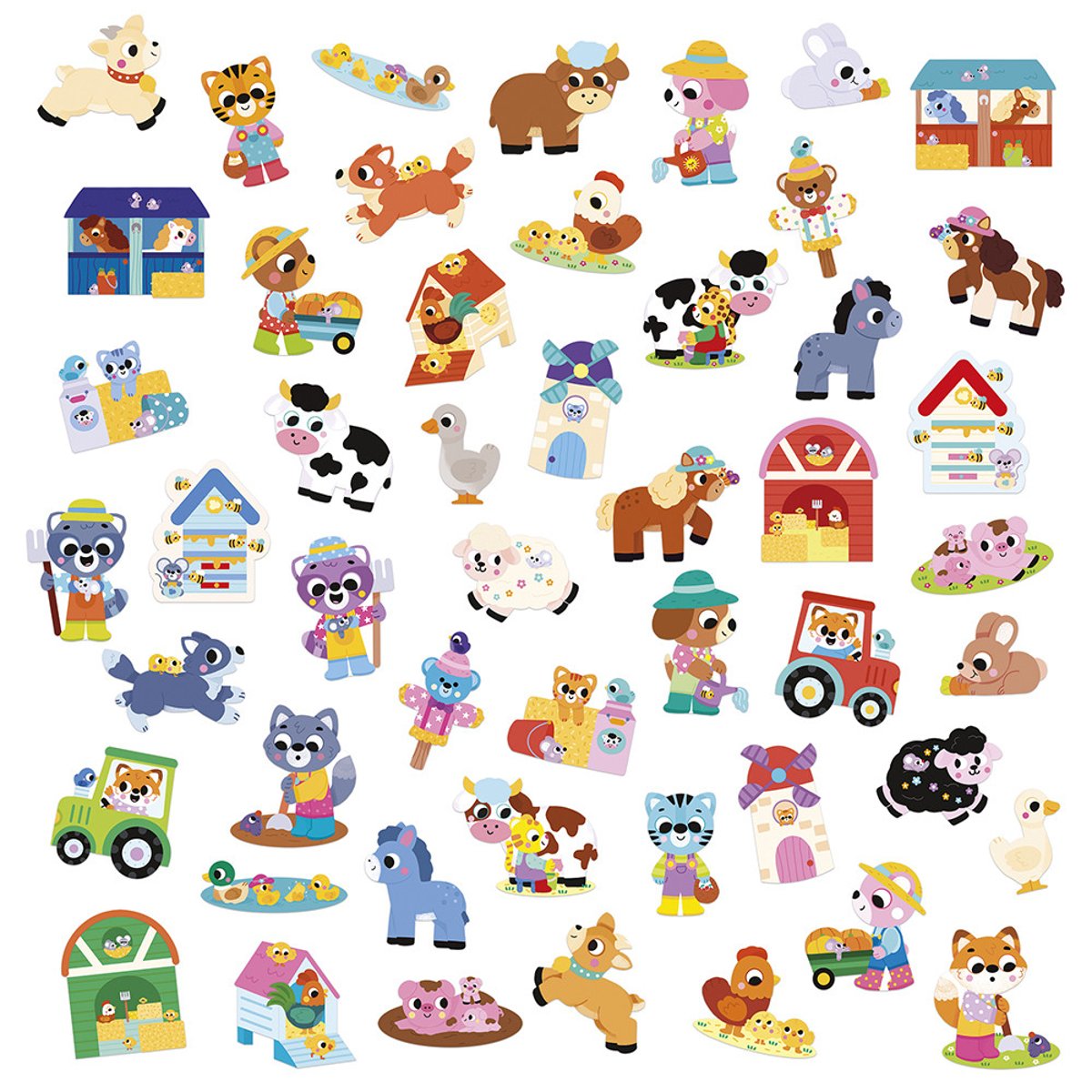 50 Grandes Gommettes Repositionnables Ferme couleur unique, JANOD