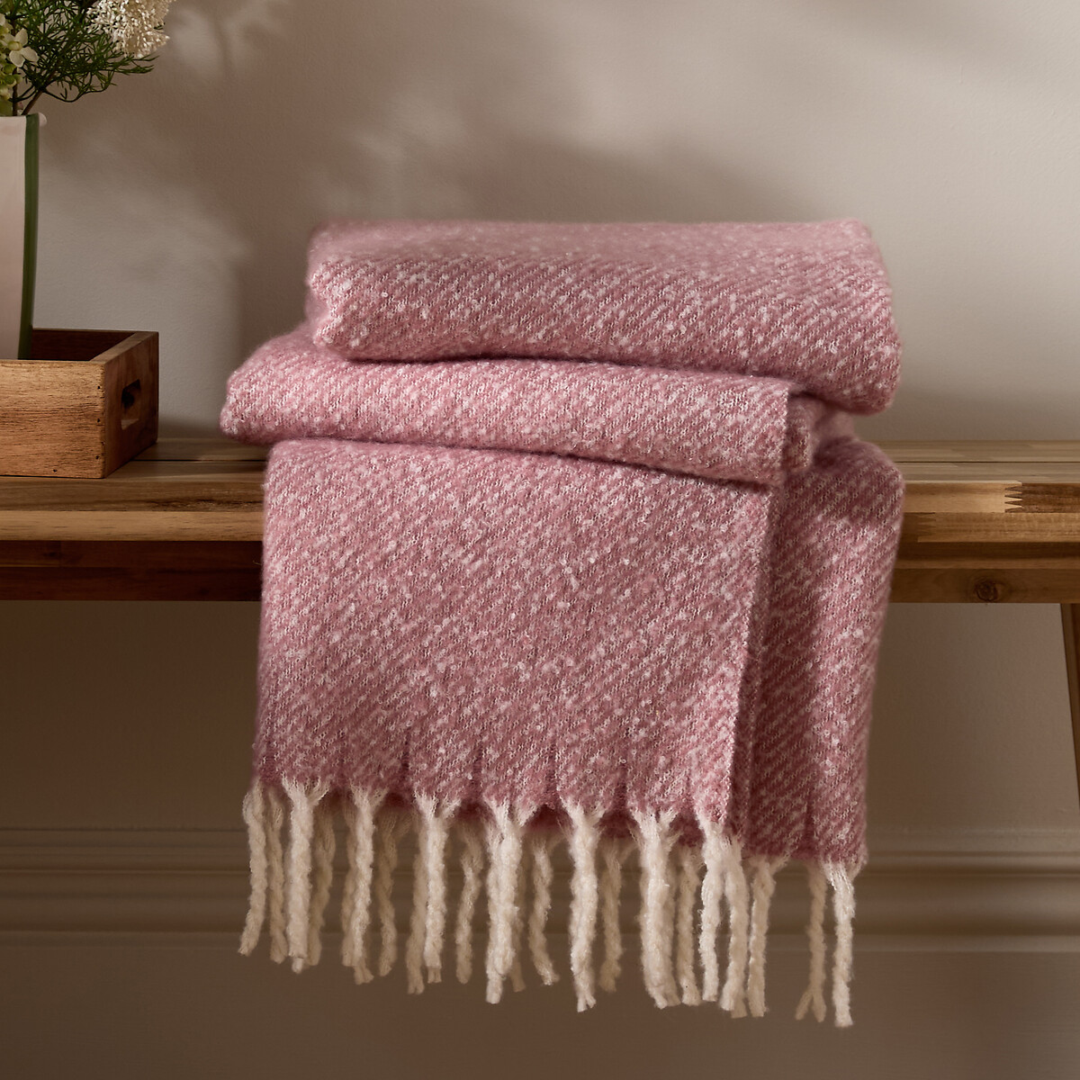 Nature Isla Woven Tasselled Throw heather, WYLDER