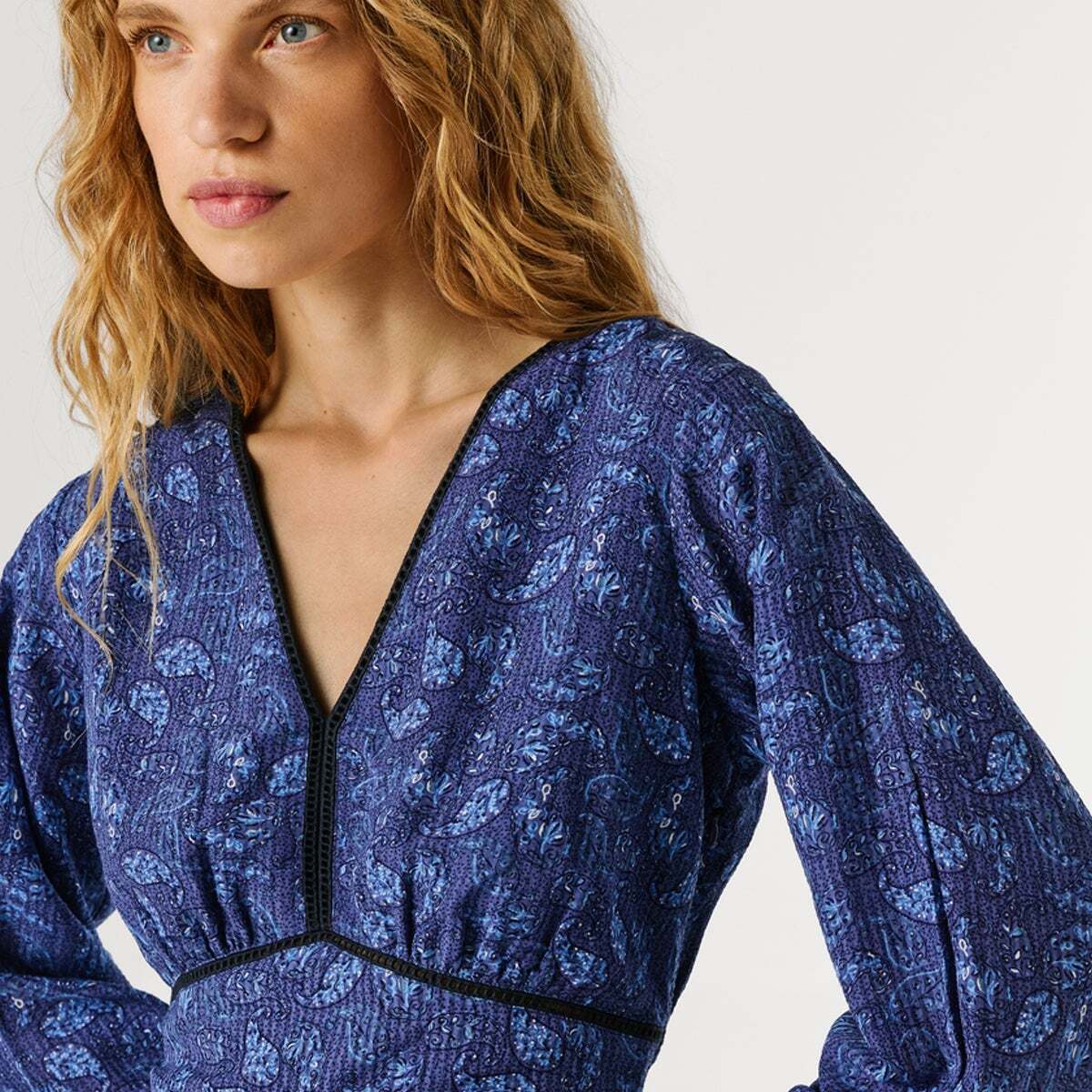 Robe Longue À Imprimé Paisley bleus de l'union, PEPE JEANS