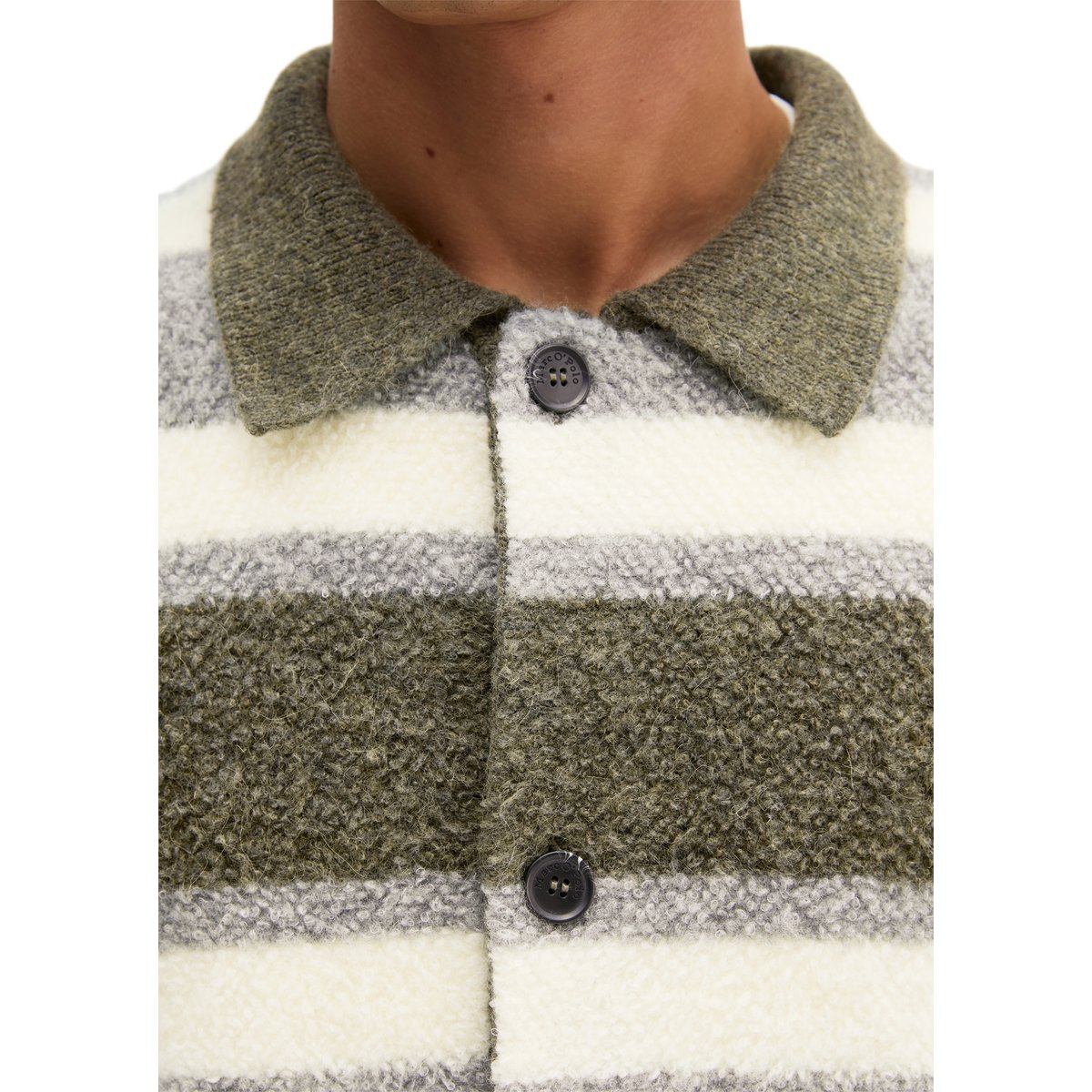 Cardigan en tissu éponge, coupe décontractée en un mélange doux de coton bio et de laine vierge gris, MARC O'POLO