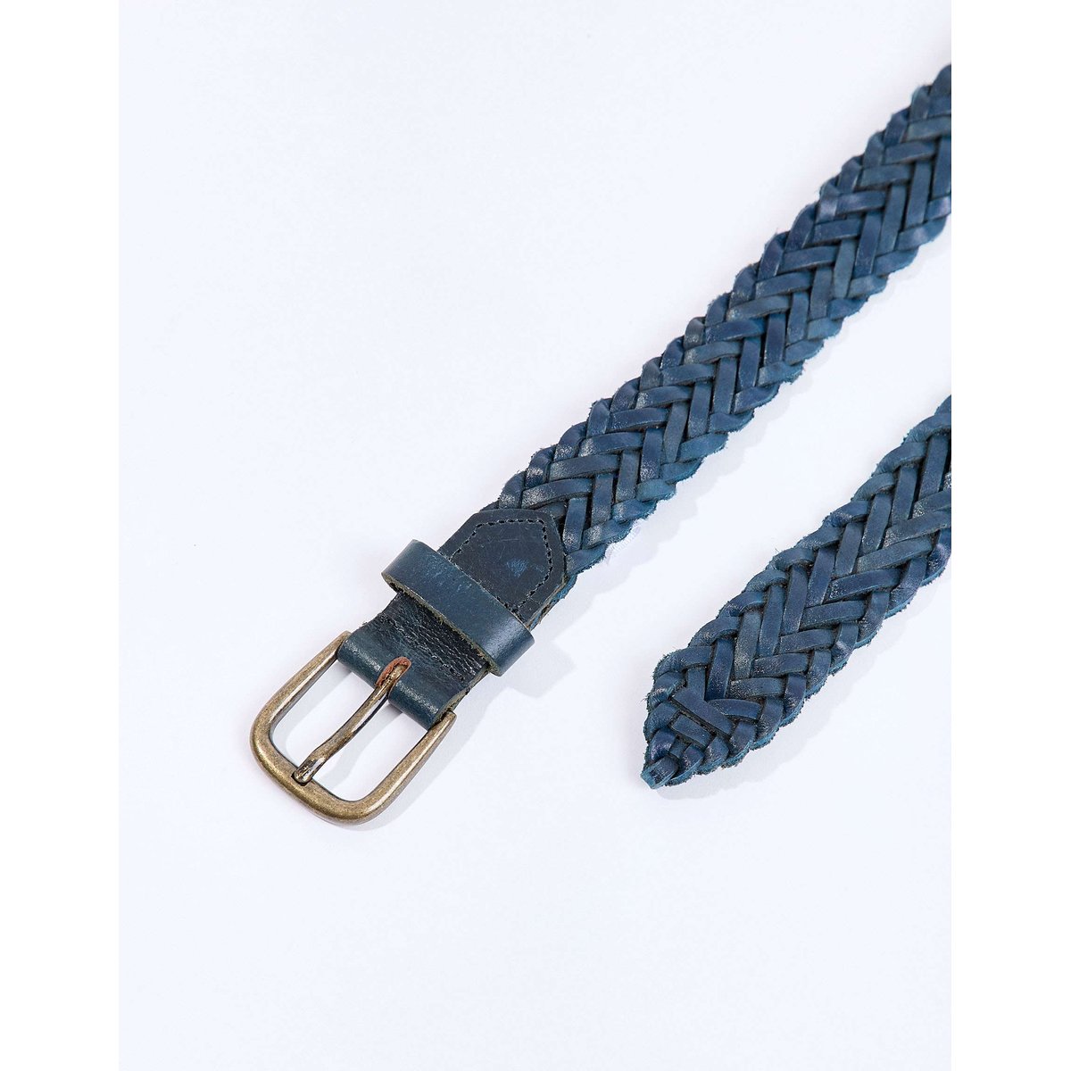 Ceinture cuir tressé DASRA bleu denim, LA FIANCÉE