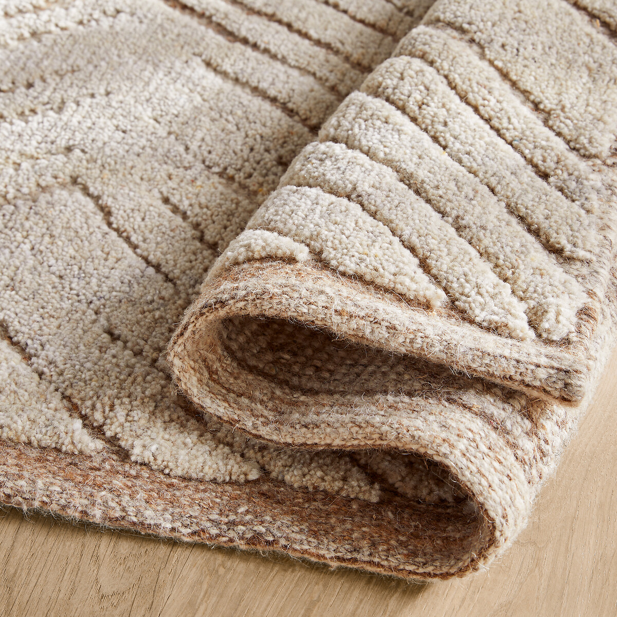 Tapis laine noué main chevrons, Nykare naturel chiné, AM.PM
