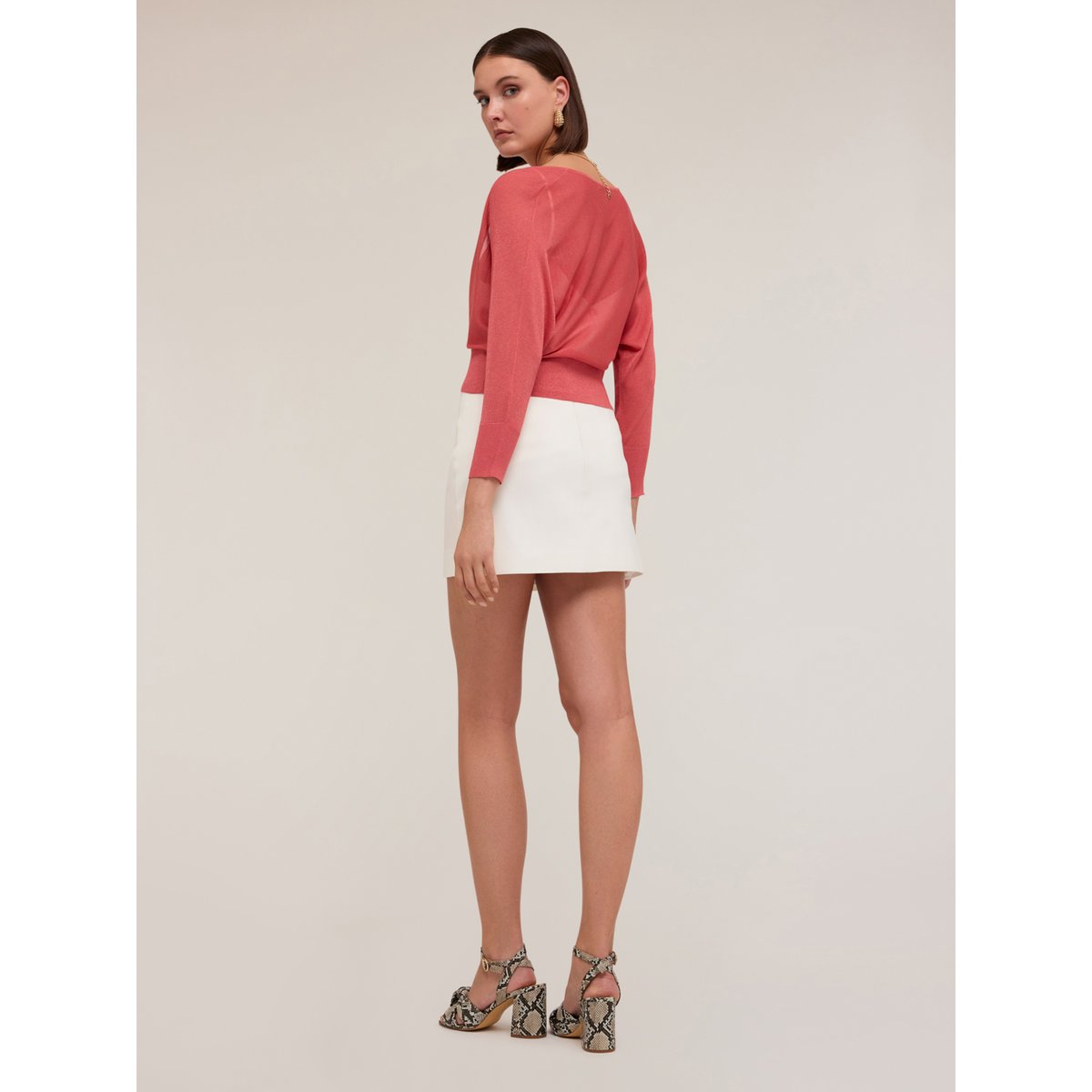 Cardigan en maille fine fil textile rose, MOTIVI