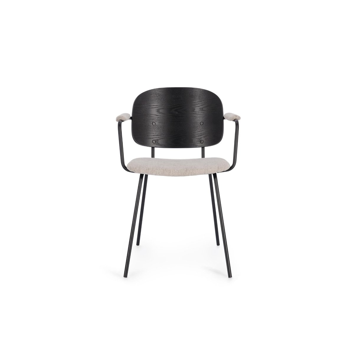 Chaises de salle à manger en bois accoudoirs tissu (lot de 2) - JADE beige, HELLIN, DEPUIS 1862