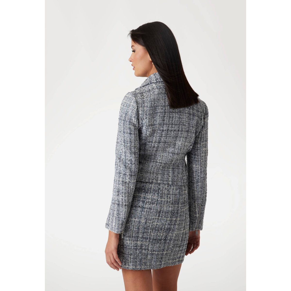 Blouson Motard Tweed gris multi, GUESS