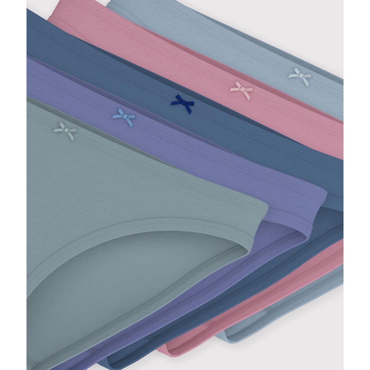 Pack of 5 Cotton Briefs blue/pink/green set, PETIT BATEAU