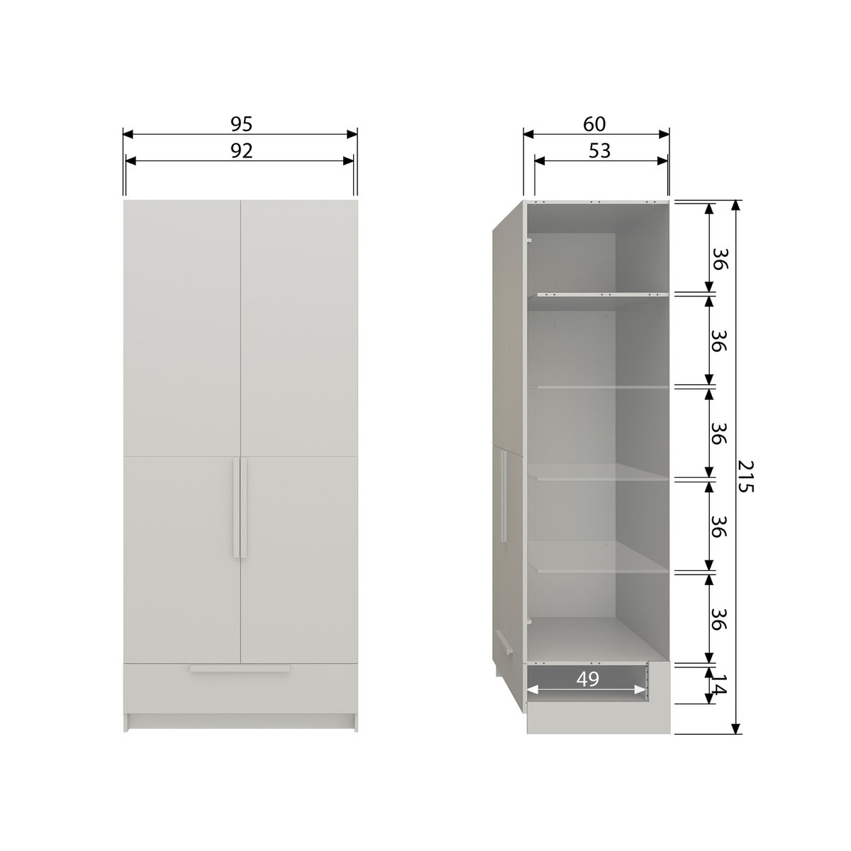 Armoire 2 portes en bois L95cm- PURE blanc, WOOOD