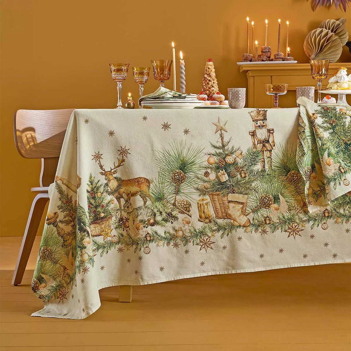 Nappe lin & coton lavé NOEL VINTAGE dore, GARNIER THIEBAUT