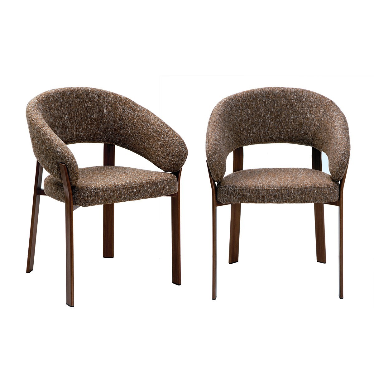 Lot de 2 chaises pieds métal effet noyer - LARA marron, CALICOSY