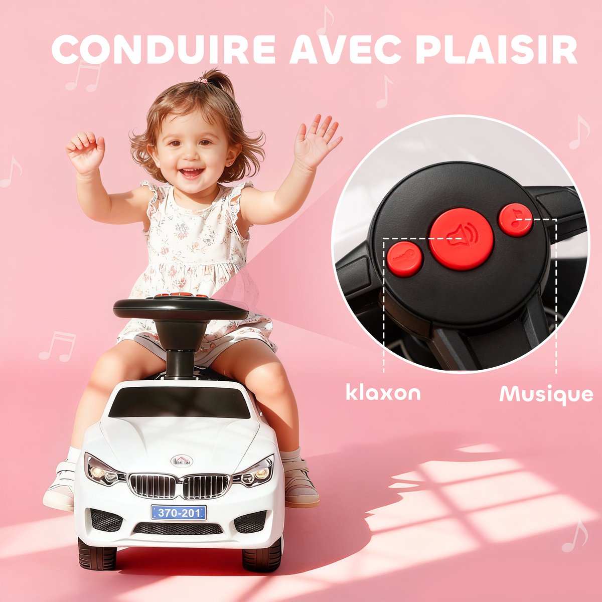 Voiture à glissière pour enfants PP Rouge blanc, HOMCOM