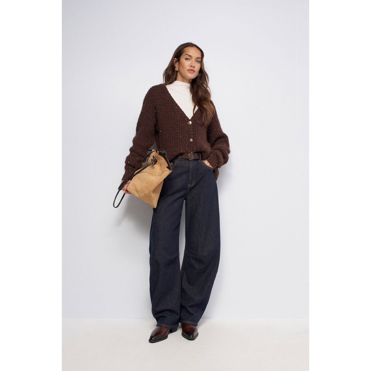 CARDIGAN À PAILLETTES marron, SALSA JEANS