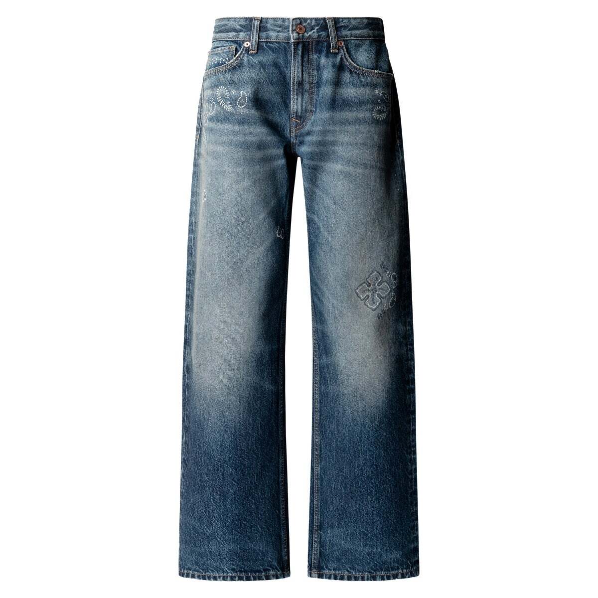 Nicky - Jean Coupe Large, Taille Basse 12oz bleu rigide denim, PEPE JEANS