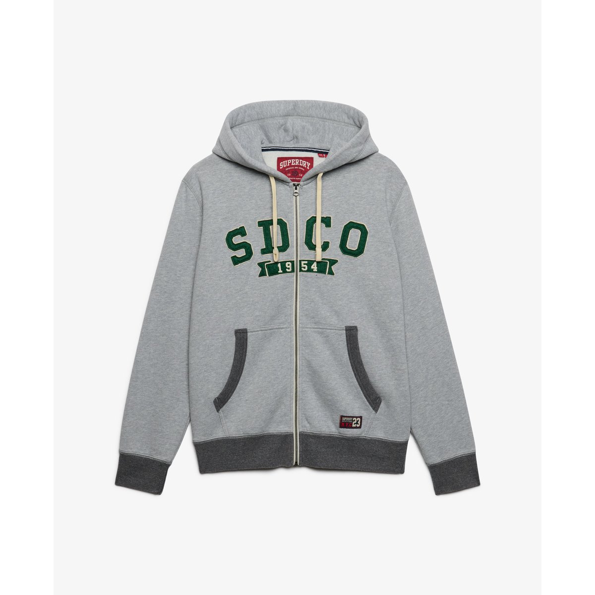 Sweat zippé à capuche SD&Co. coupe décontractée gris orage chiné, SUPERDRY