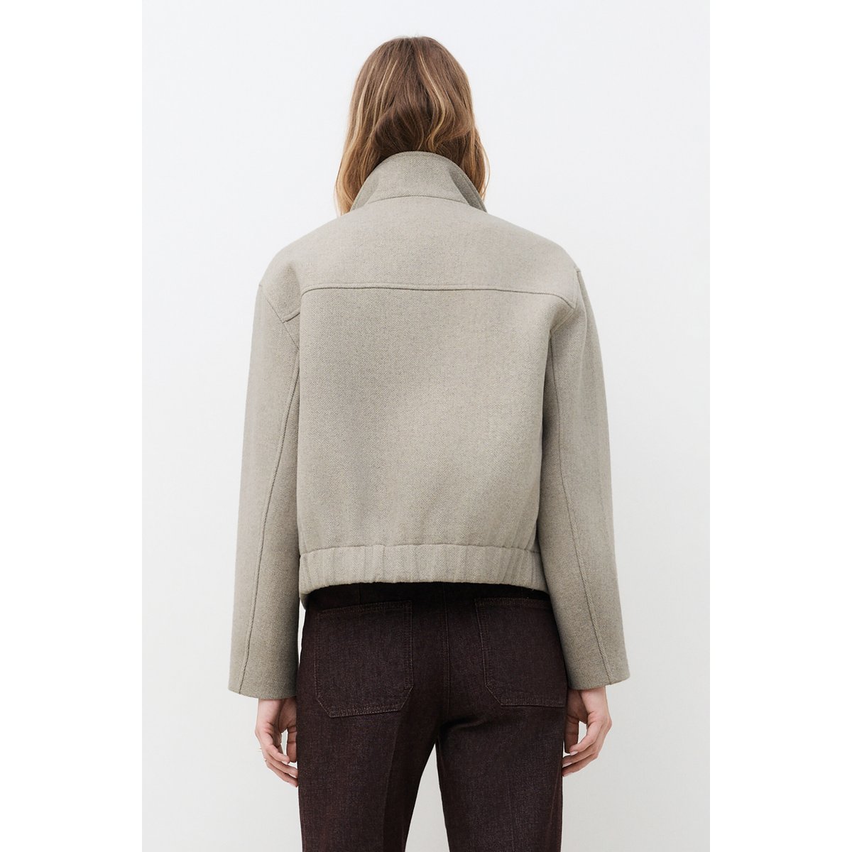 Manteau court droit col montant GMADDIE marron clair, CAROLL