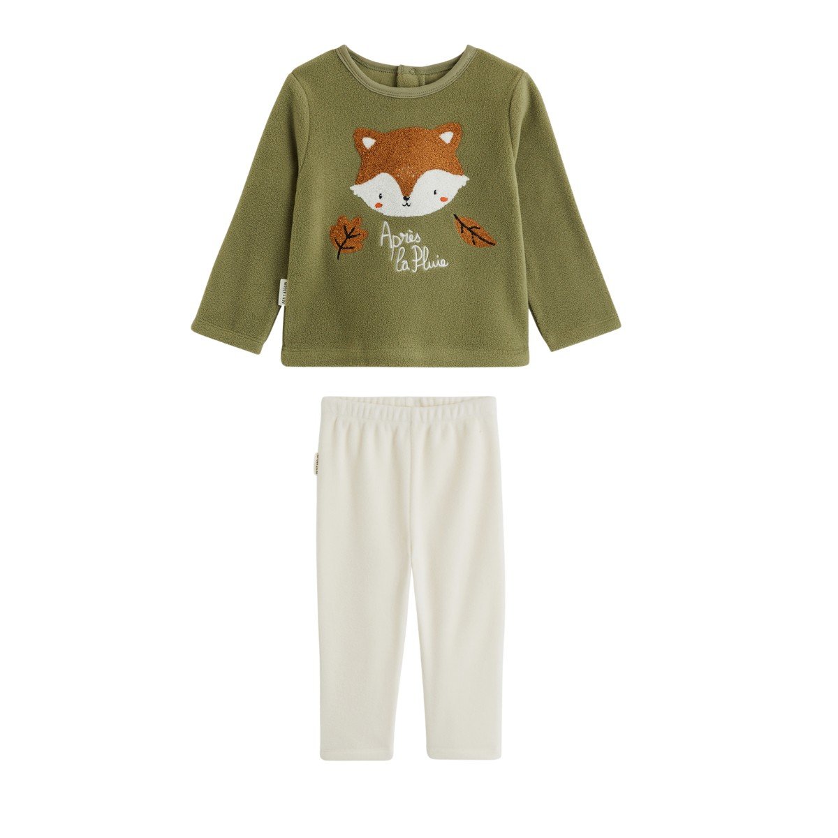 Pyjama enfant 2 pièces en polaire Ginkgo vert, PETIT BEGUIN