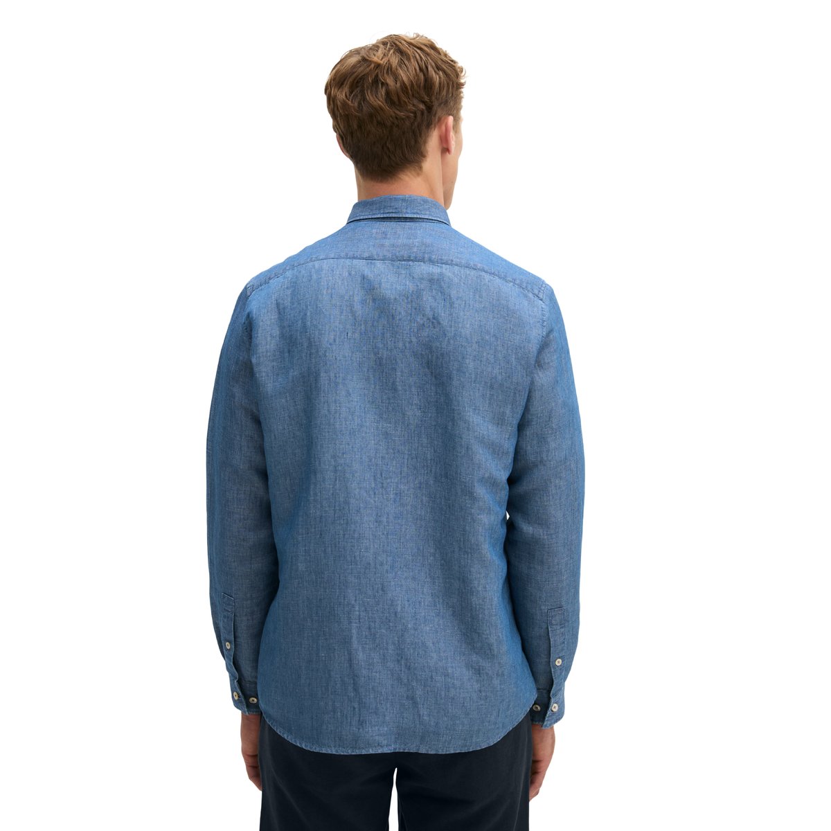 Chemise regular en lin et en coton bio bleu foncé, MARC O'POLO