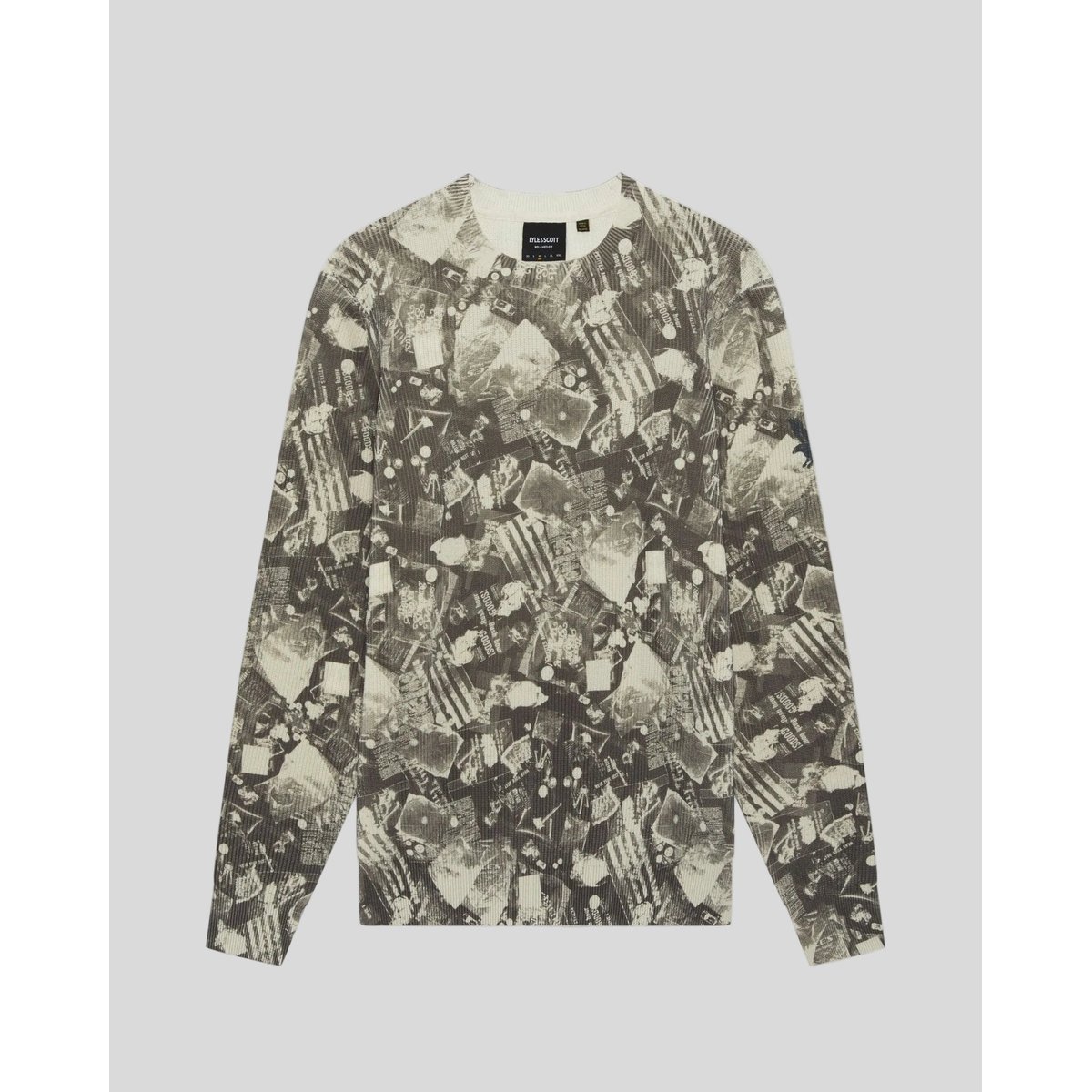 Pull imprimé col rond gris froid, LYLE & SCOTT