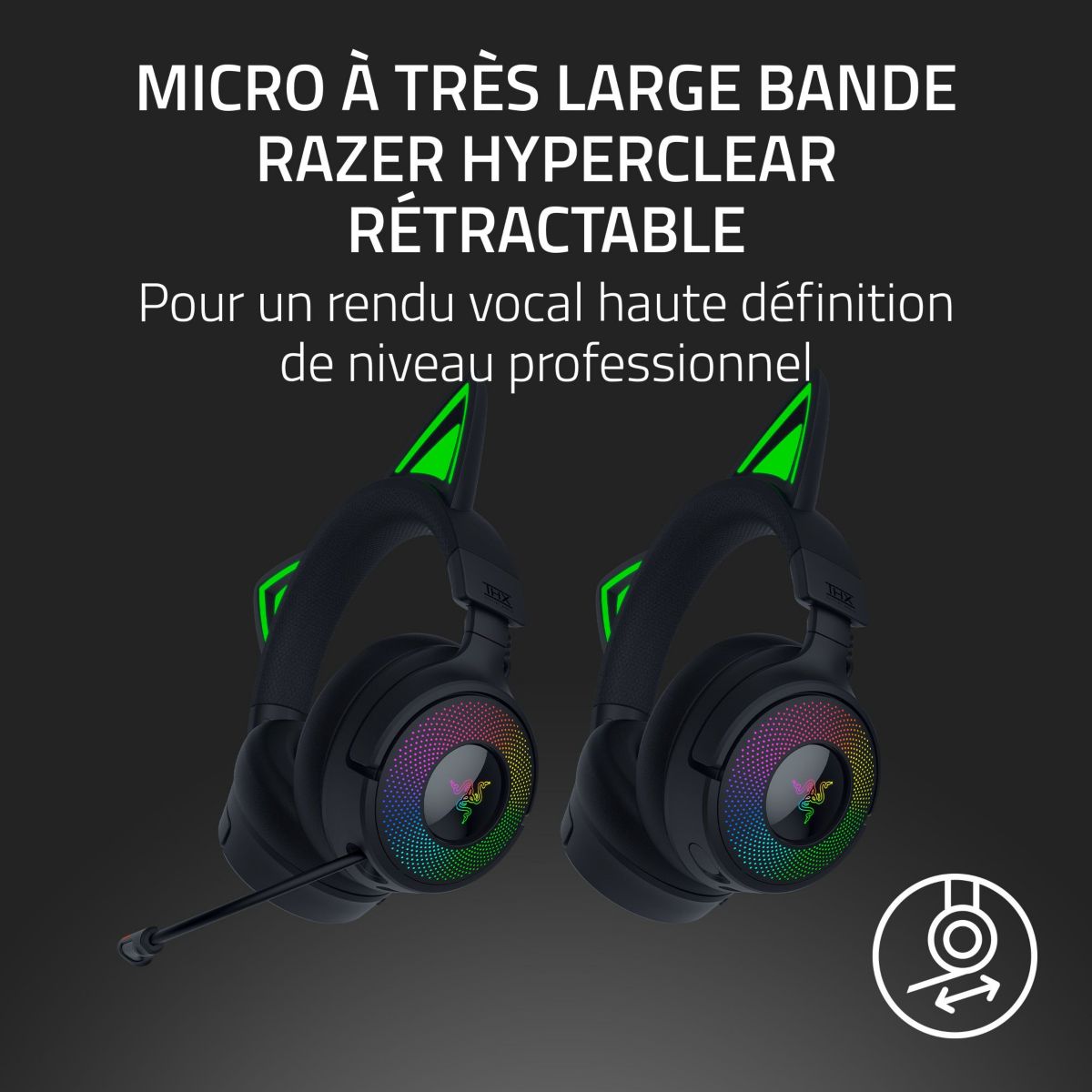 Casque gamer KRAKEN KITTY V3 PRO NOIR couleur unique, RAZER