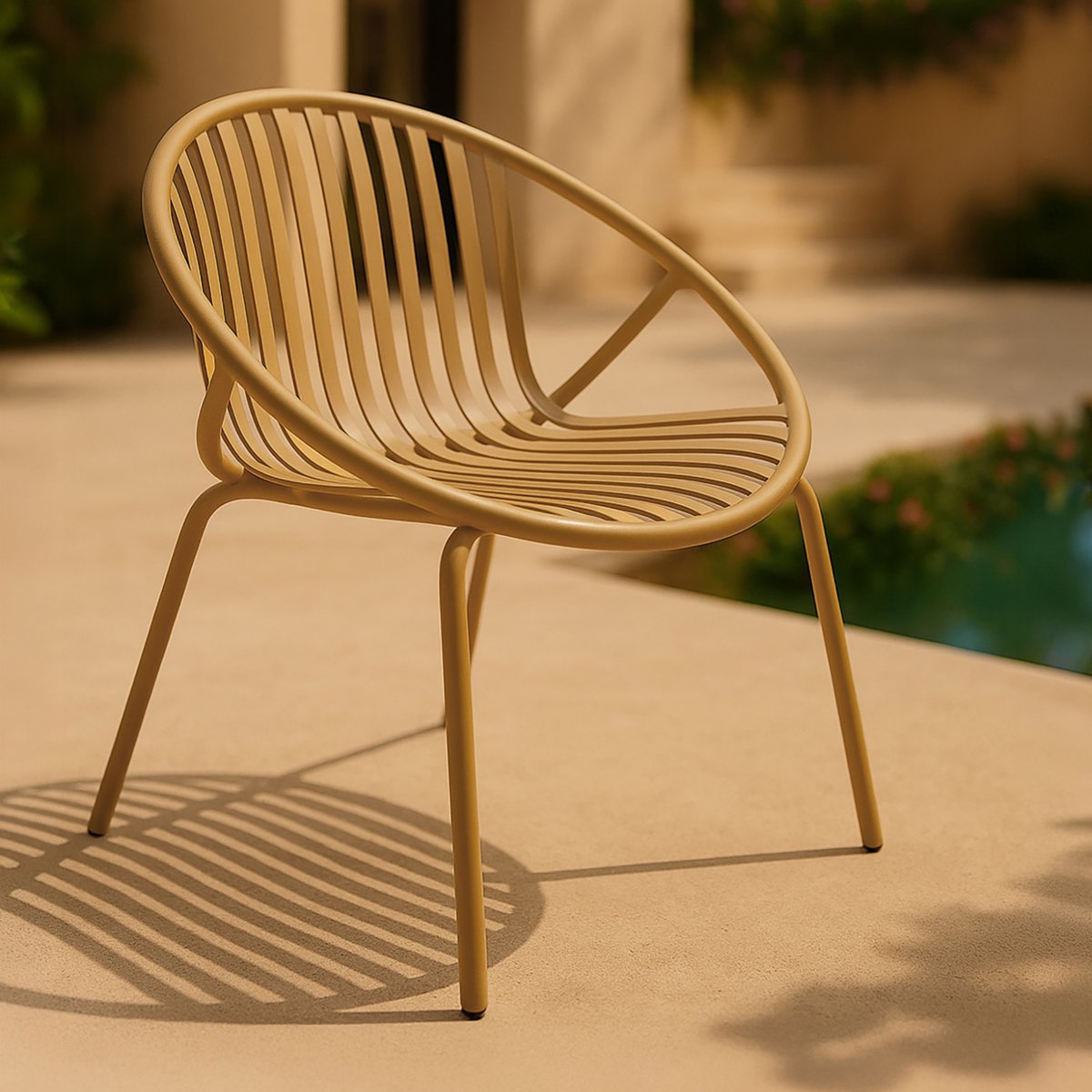 Salon de jardin table et 2 fauteuils 1 canapé en polypropylène et métal, CALYPSO ocre, NOW'S HOME
