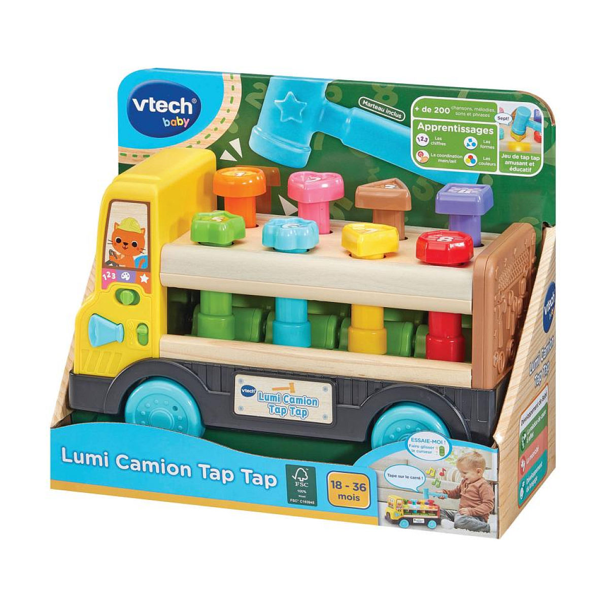 Lumi camion tap tap (jouet avec partie bois certifie fsc) couleur unique, VTECH