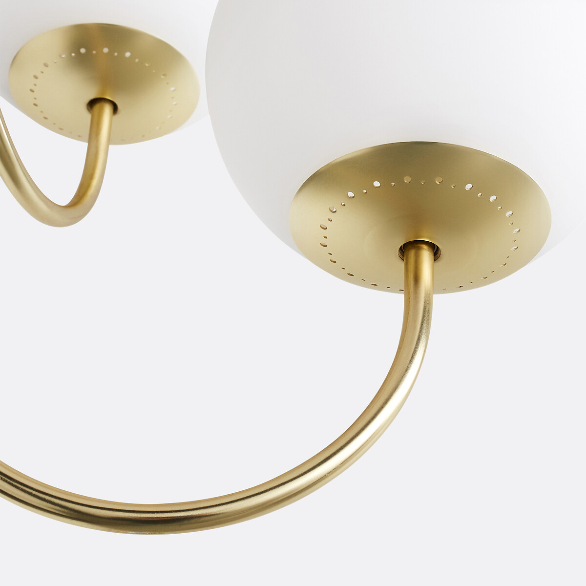 Suspension laiton et verre opaline, 6 globes, MORICIO blanc, LA REDOUTE INTERIEURS
