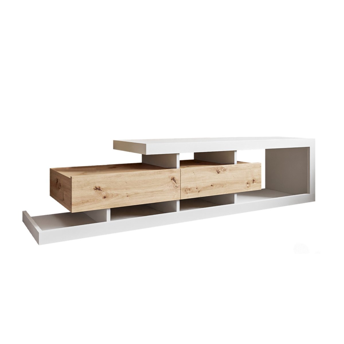 Meuble TV - OLGA bois / blanc, BEST MOBILIER