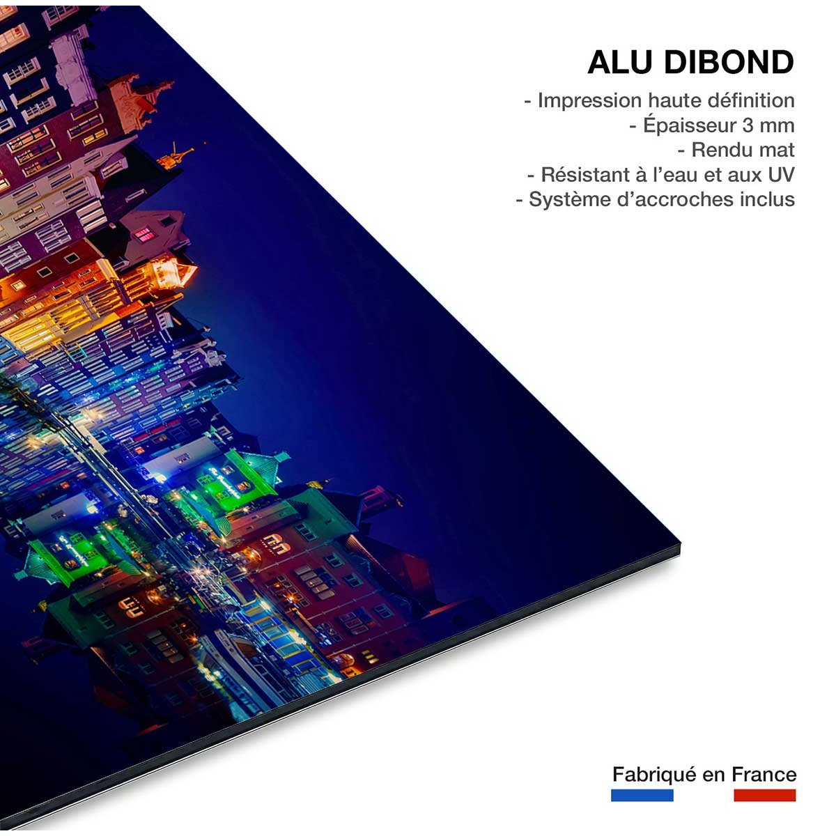 Tableau ville fenêtre d'Amsterdam tableau alu dibond, HEXOA