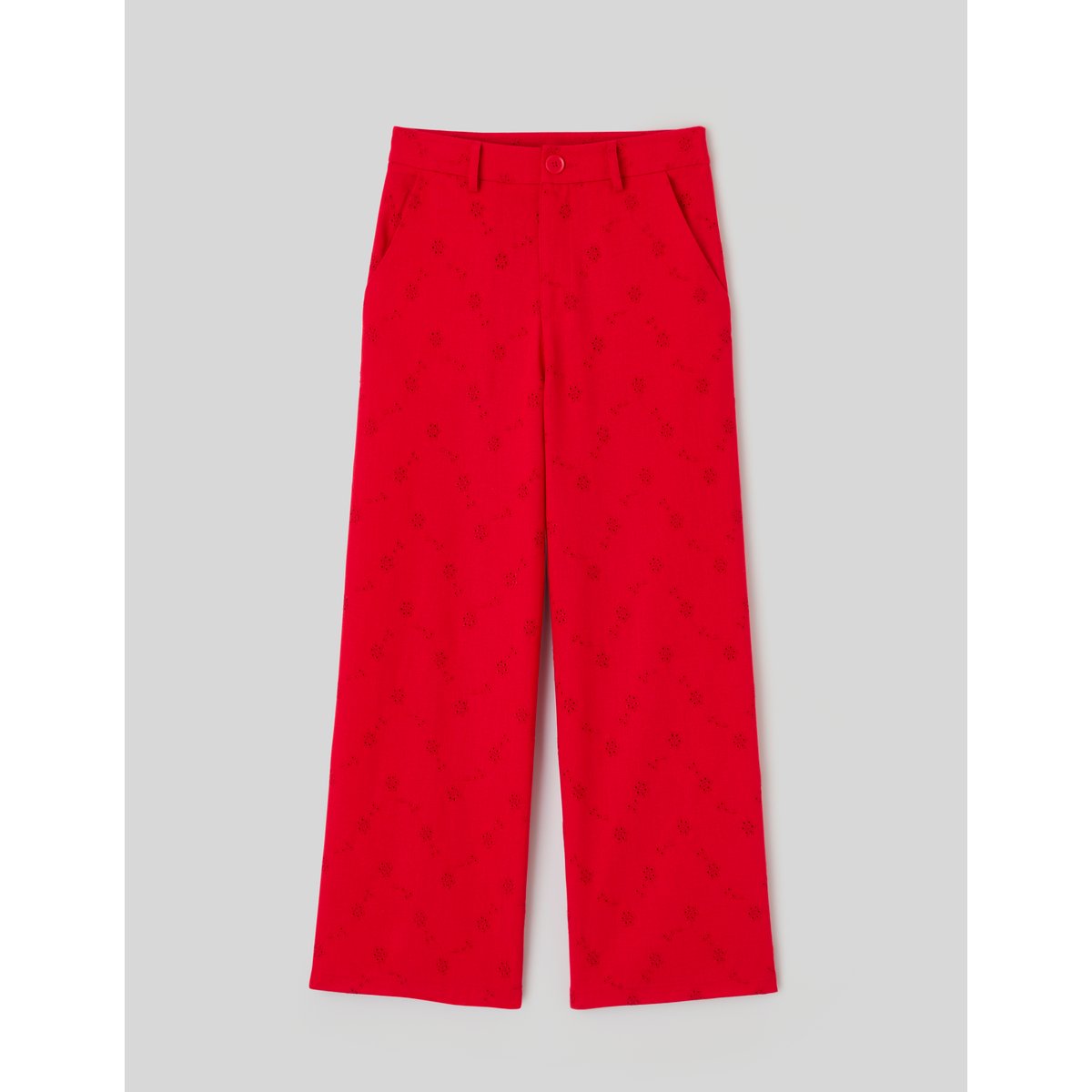 Pantalon broderie anglaise rouge, BZB