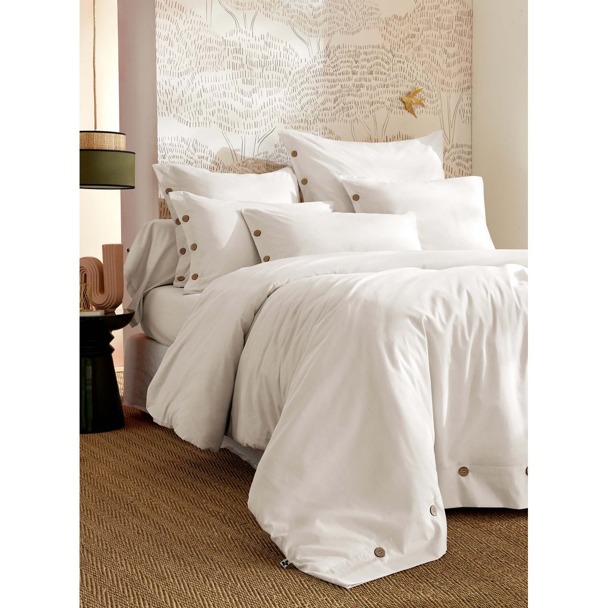 Housse de couette en percale Perrine blanc, EDEN