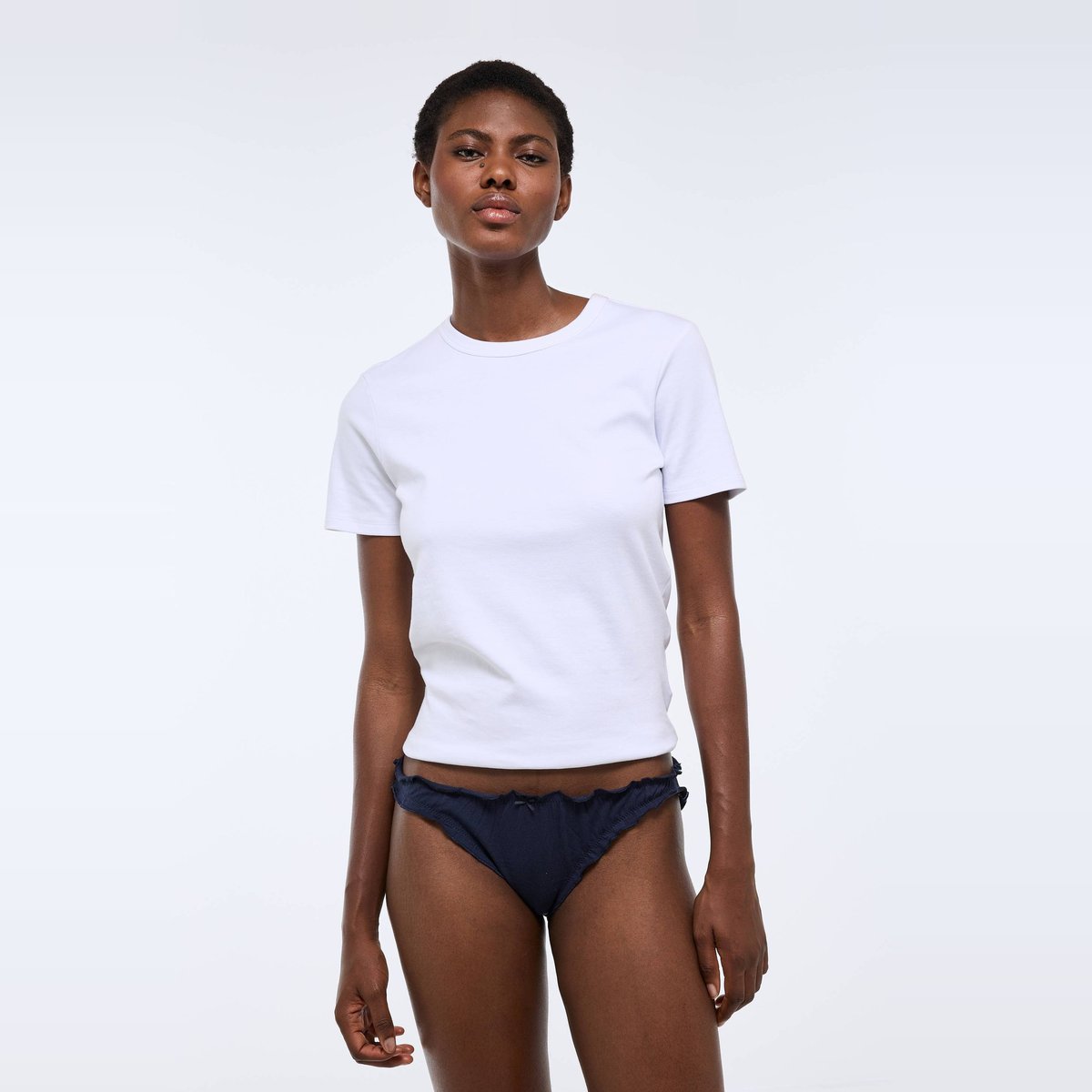 Lot de 3 culottes froufrou JULIE en coton BIO ecru, MONOPRIX