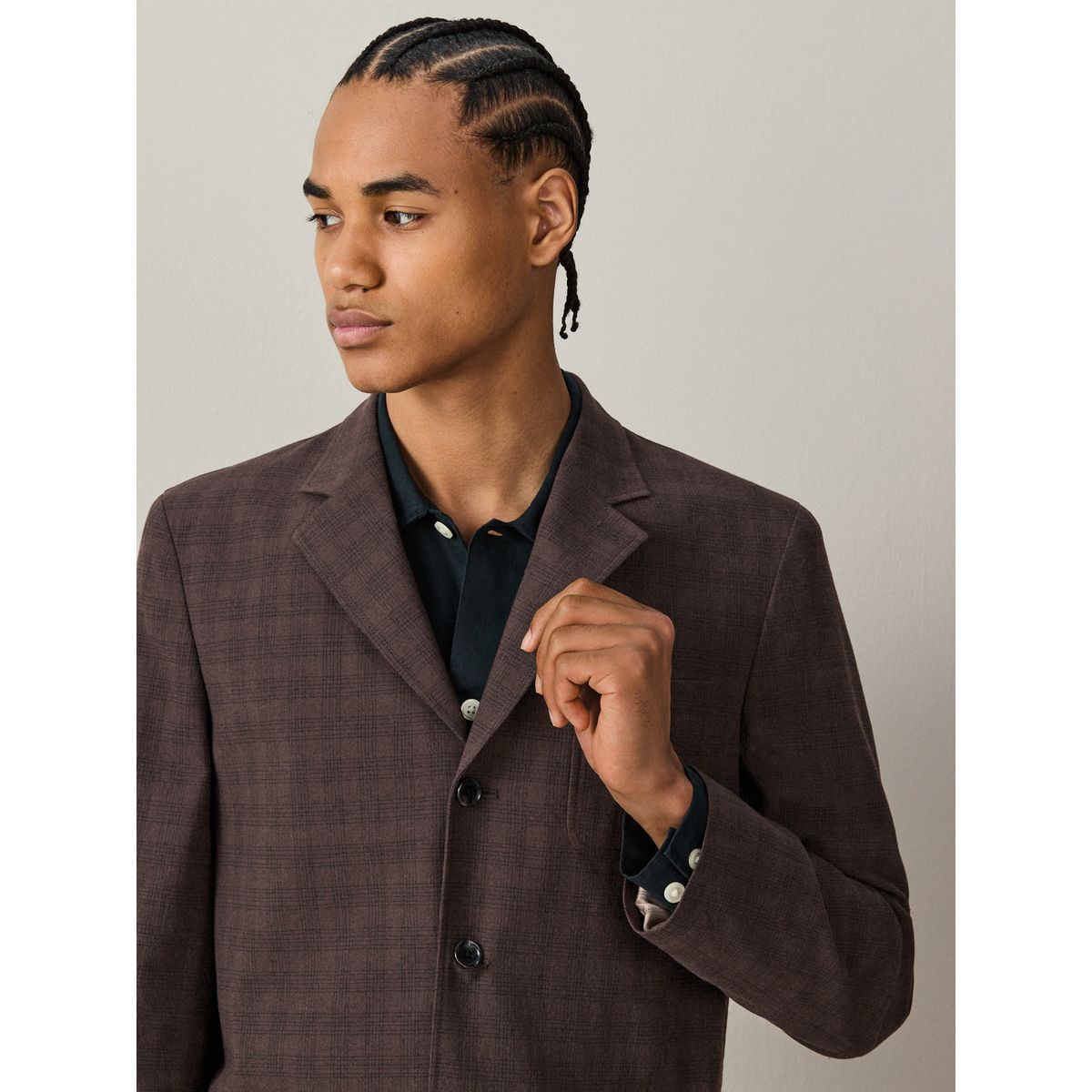 Veste de costume décontractée en coton marron, NEXT