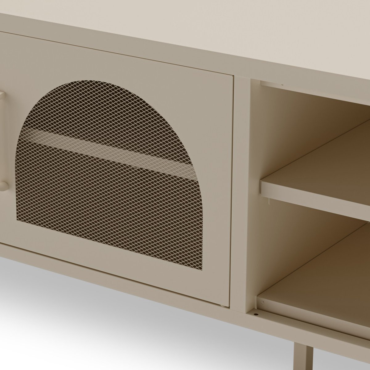 Meuble TV 2 portes en métal L160cm- ZIO beige, DRAWER