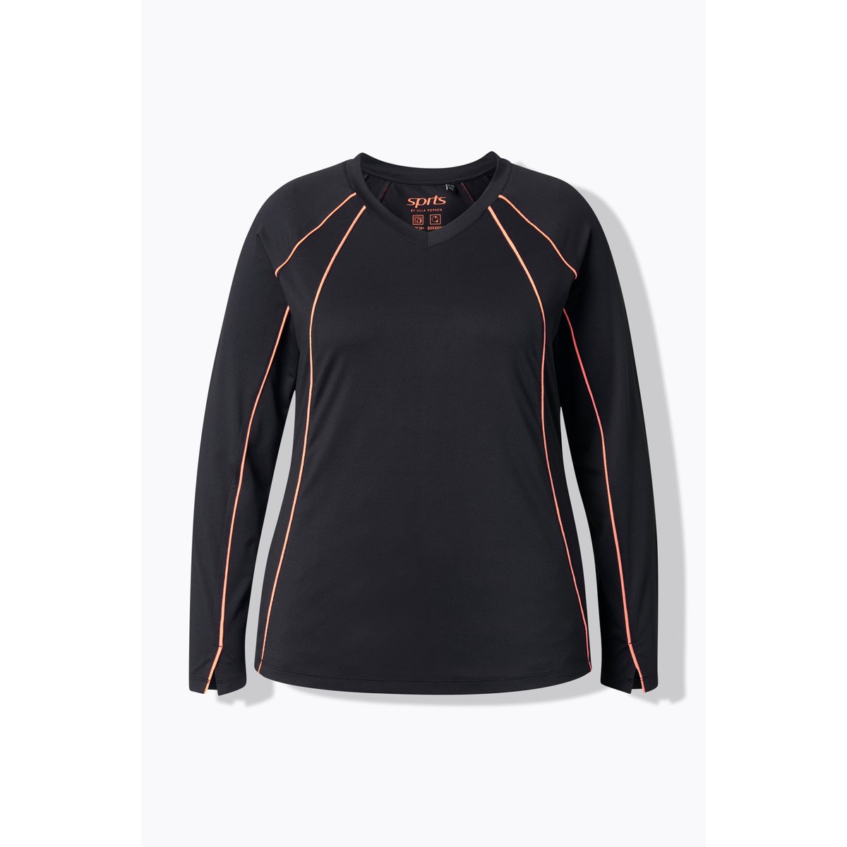 T-shirt technique slim à col en V et manches noir, ULLA POPKEN