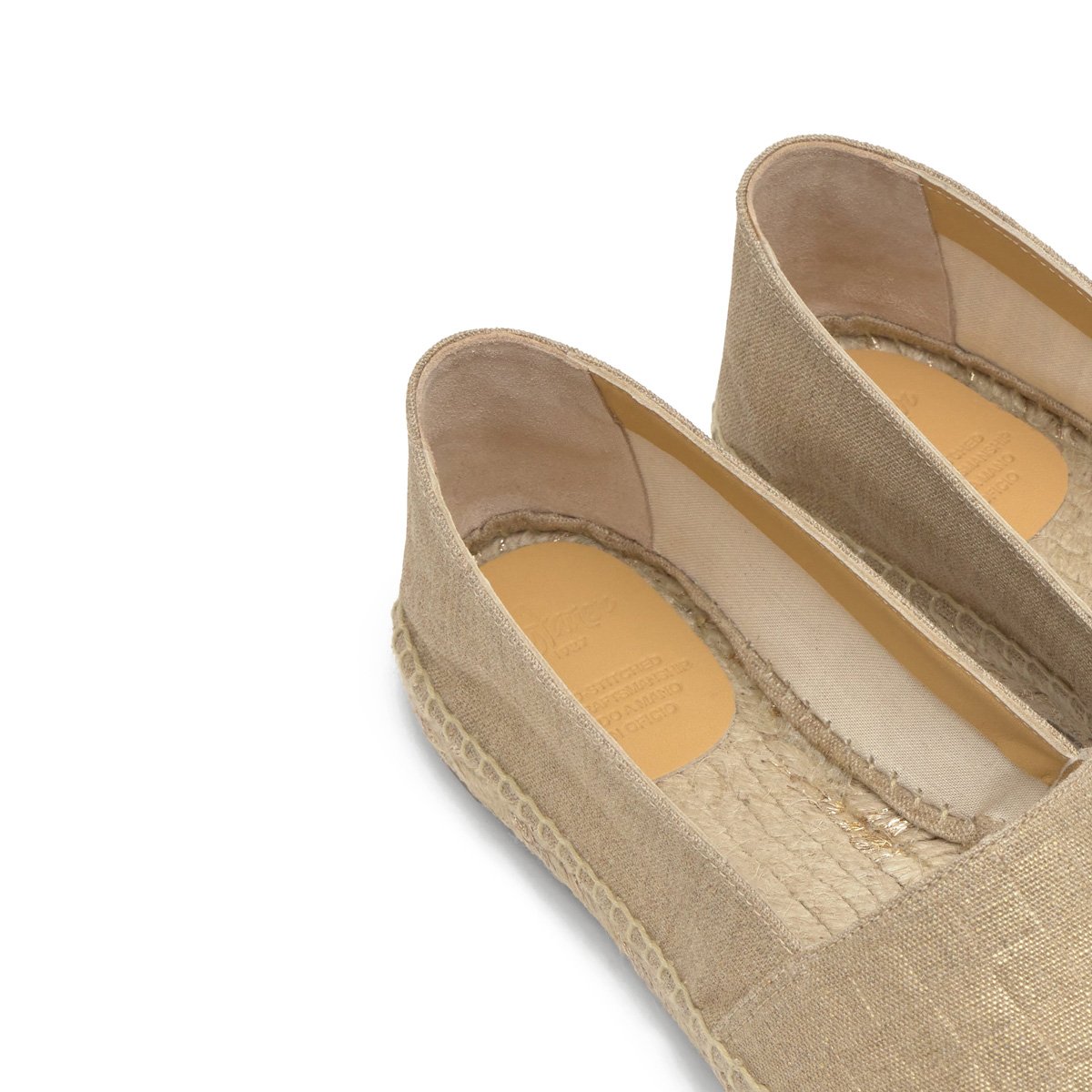 Espadrilles plates en lin métallisé effet gaufré KENDA or, CASTANER