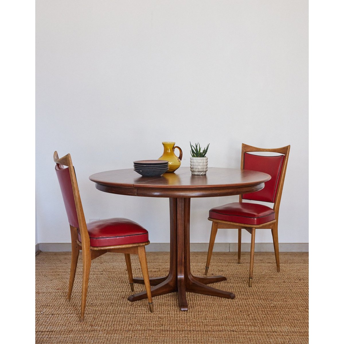 Table à manger en palissandre Karla N°1172 - Bon état bois foncé, DEBONGOUT