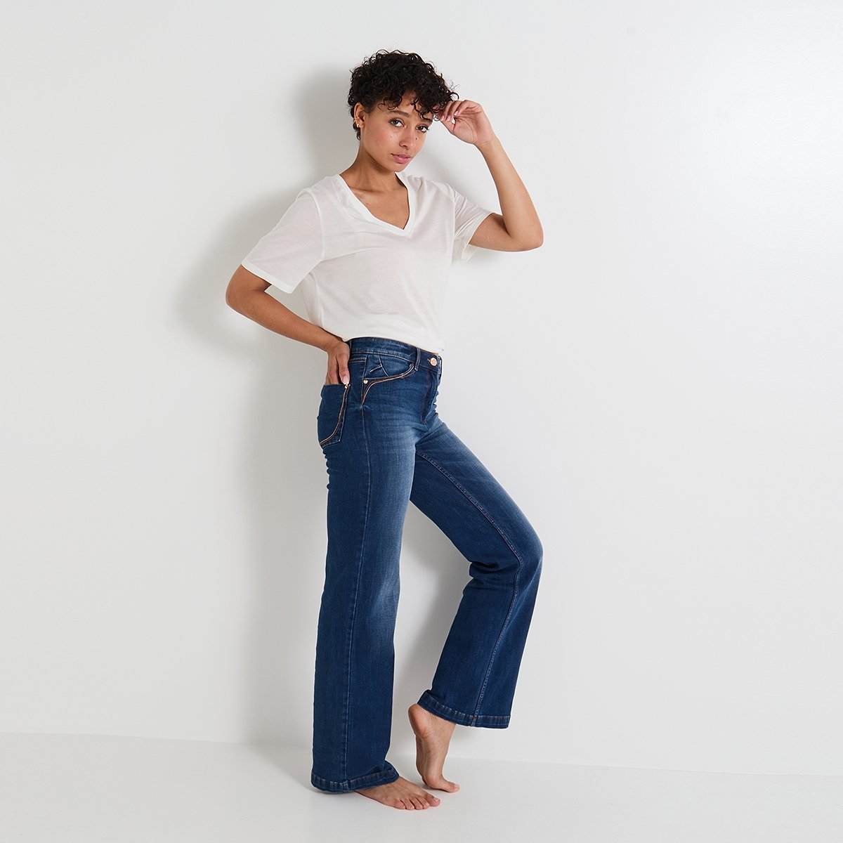 Jean flare WOODSTOCK F02 bleu dark stone, GRAIN DE MALICE