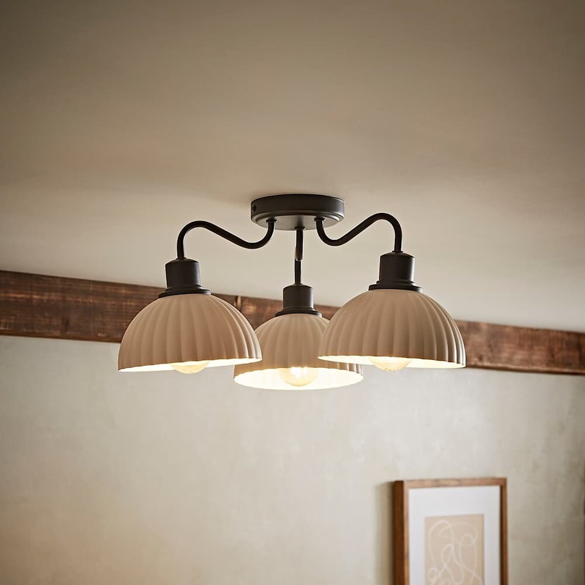 Baylor 3-Light Ribbed Dome Ceiling Light black, SO'HOME