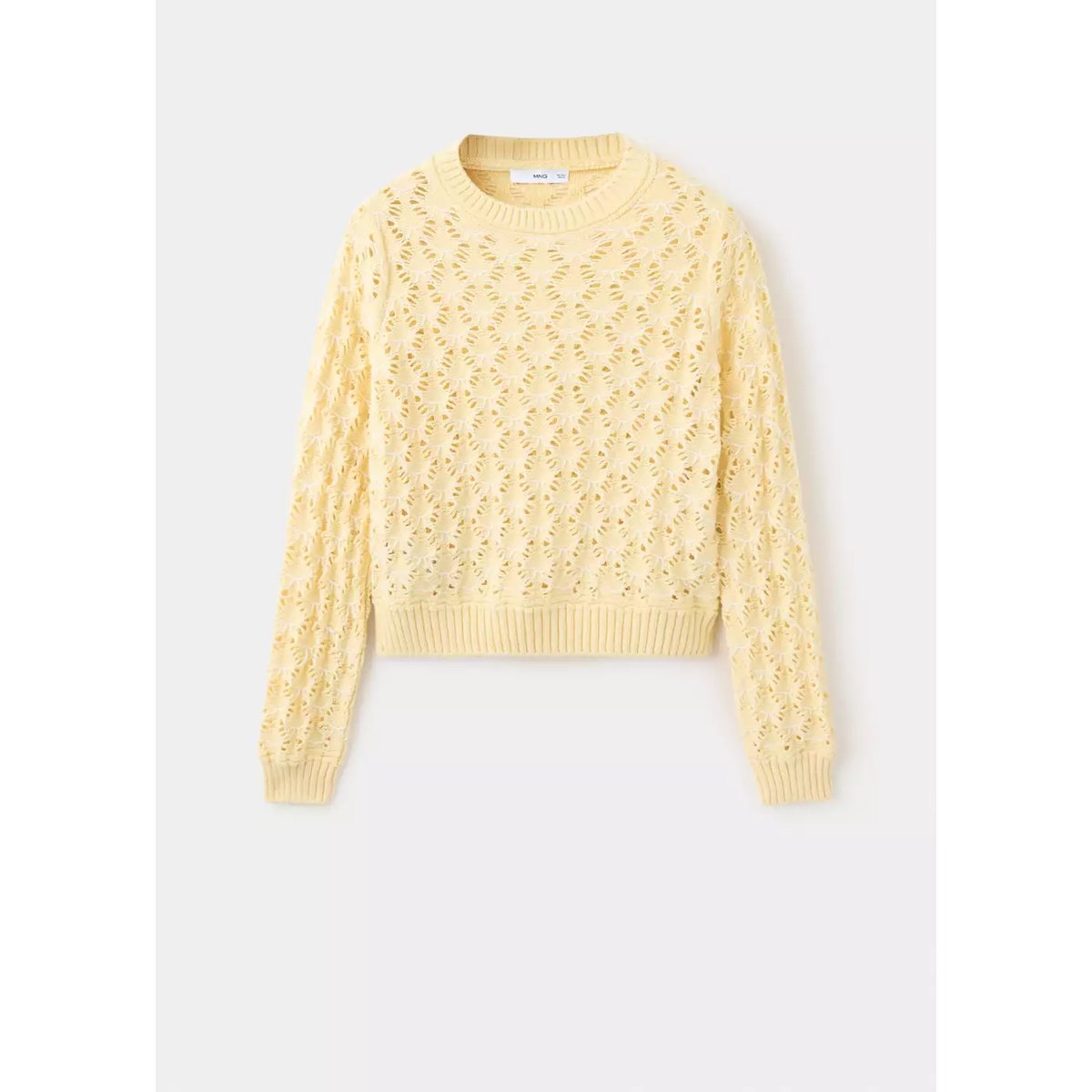 Pull en maille ajourée vanille, MANGO