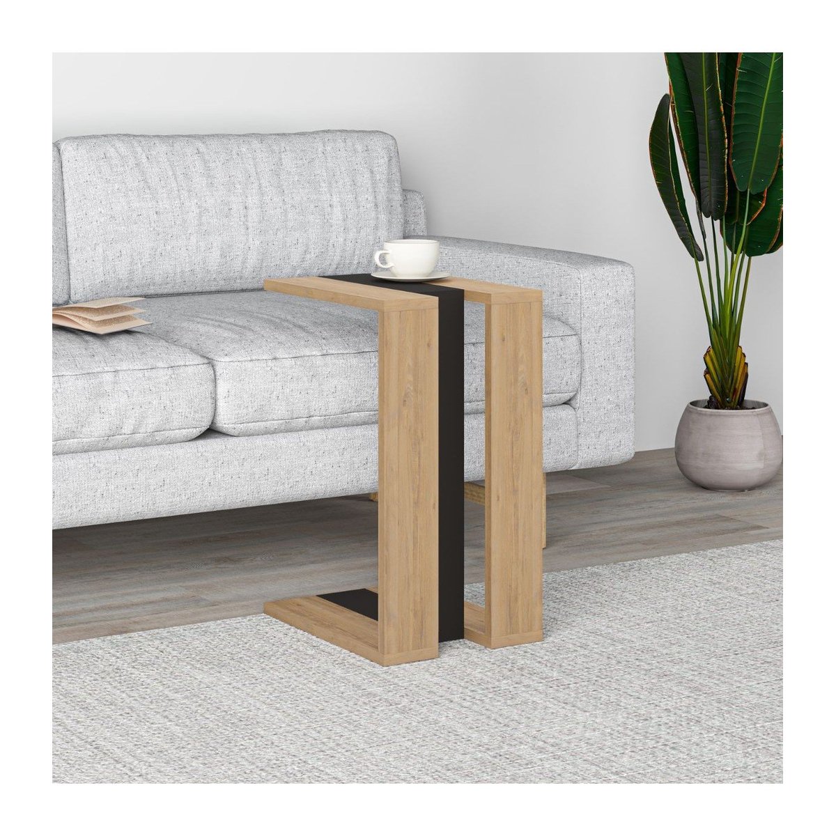 Bout de Canapé H57 cm - Macha chêne clair / gris, CALICOSY