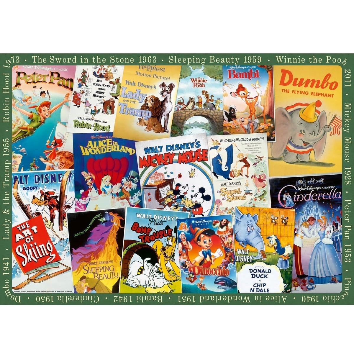 Puzzle Affiche vintage des films Disney 1000 pcs blanc, RAVENSBURGER